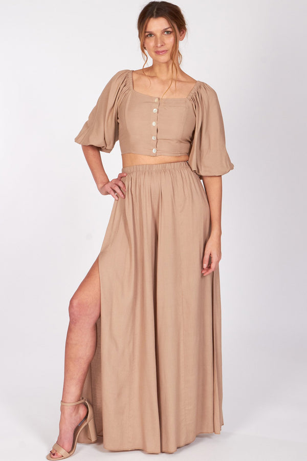 Almond Puff Sleeve Carolina Crop Top and Pants